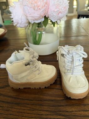 Carters Light Cream and lavender Sparkle Boots with Gum Sole. Snow or Hiking